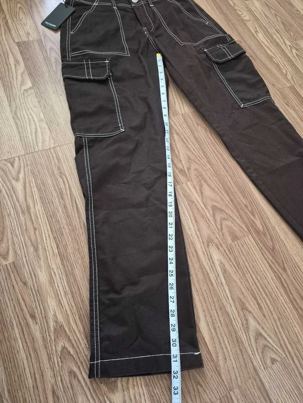 True Religion Men's Brown Baggy SN Cargo Pants with White Stitching  Brand new.